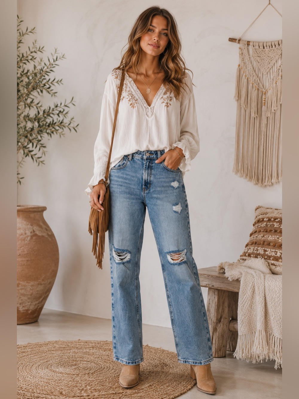 Dogma Shop Stevie Light Wash Distressed Straight Leg Jeans With Rips Size 7